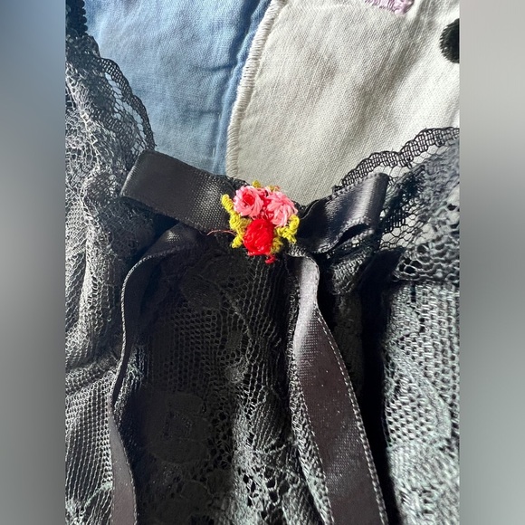 Vintage 90s La Vie En Rose Corset Black Lace Floral Bow Bustier Lingerie 36B - Picture 4 of 11